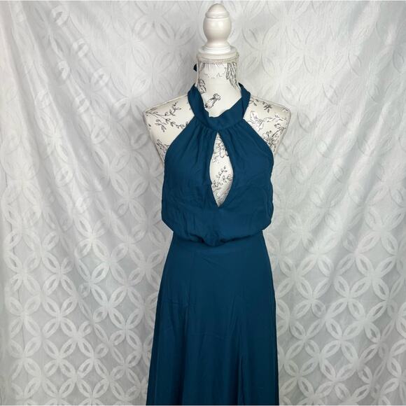 YUMI KIM Keyhole Halter Starlet Backless High Slit Maxi Cocktail Gown NWT - Picture 5 of 11